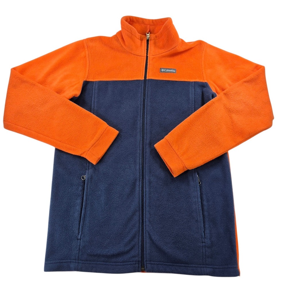 Columbia Kids XL 18/20 Fleece Jacket Orange Navy Blue Full Zip